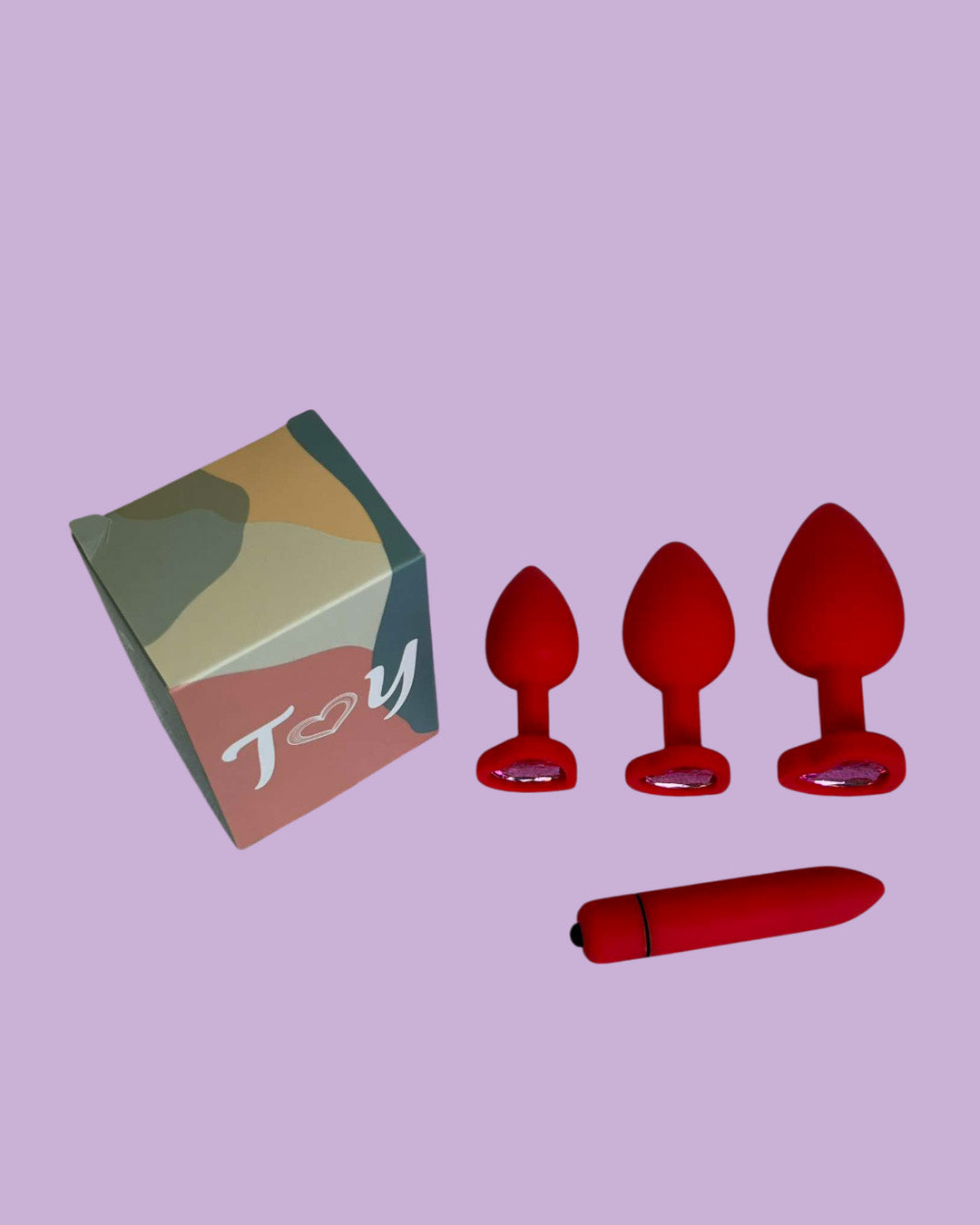 Vibrador bala y juego de 3 plug dilatadores anales ROSA