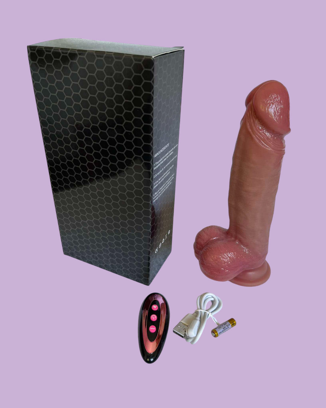 Vibrador realistico a control remoto 21cms Vibra y empuja