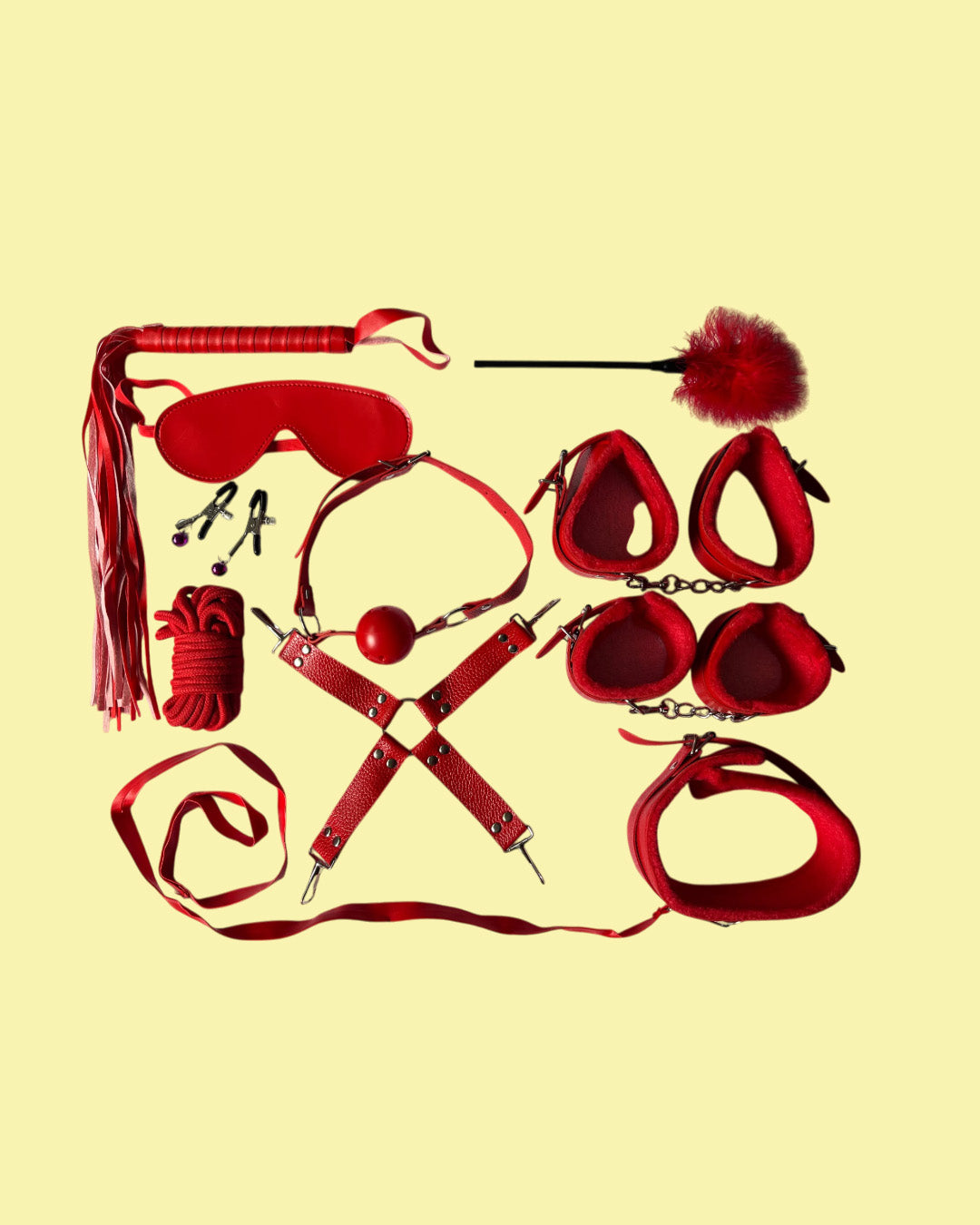 BDSM Set de 10 piezas ROJO Bondage