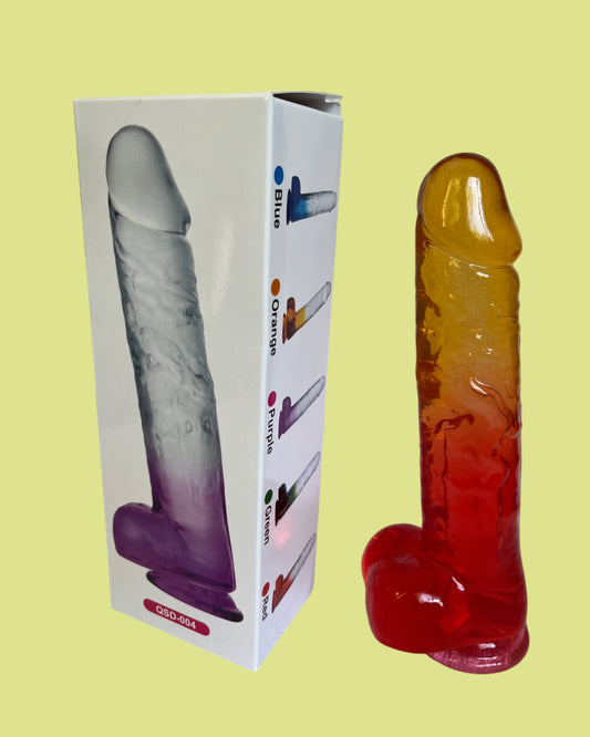 Dildo de silicona multicolor 24.5 cms Apto para arnes
