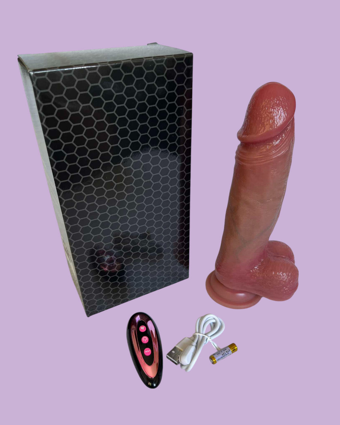 Vibrador realistico a control remoto 21cms Vibra y empuja