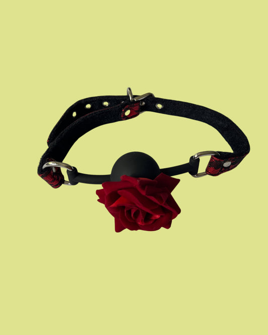 BDSM Mordaza de bola ajustable con flor