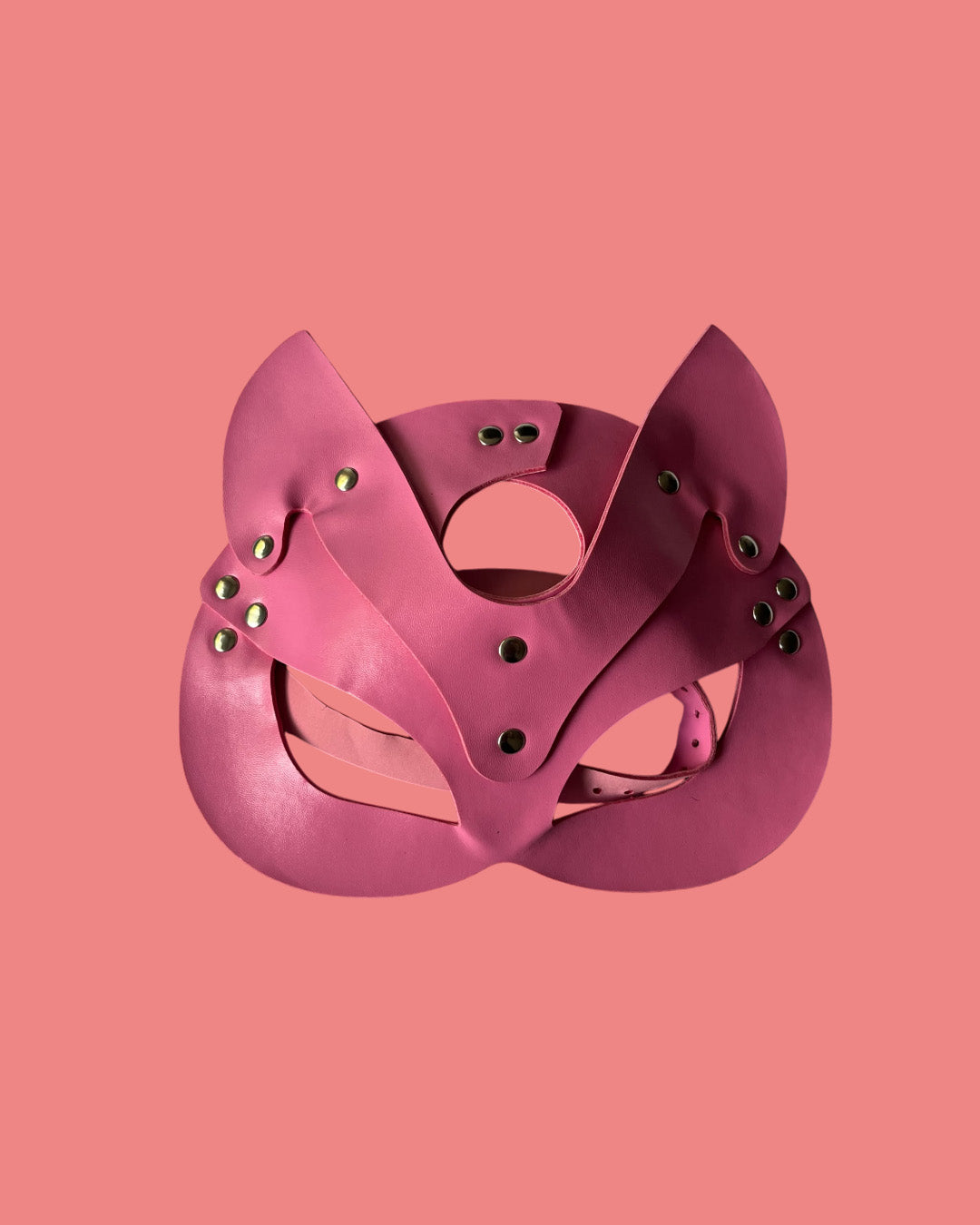 BDSM Mascara felina en cuero ajustable ROSA