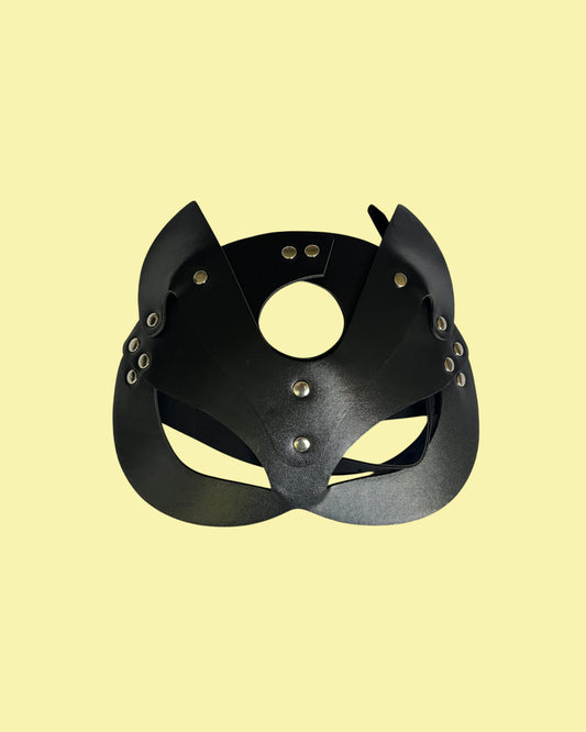 BDSM Mascara felina en cuero ajustable NEGRO