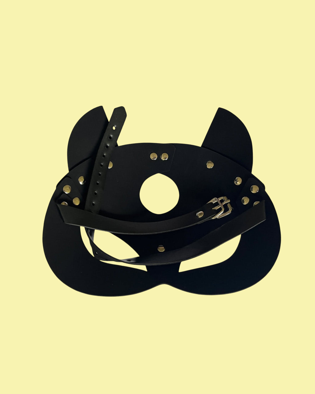 BDSM Mascara felina en cuero ajustable NEGRO