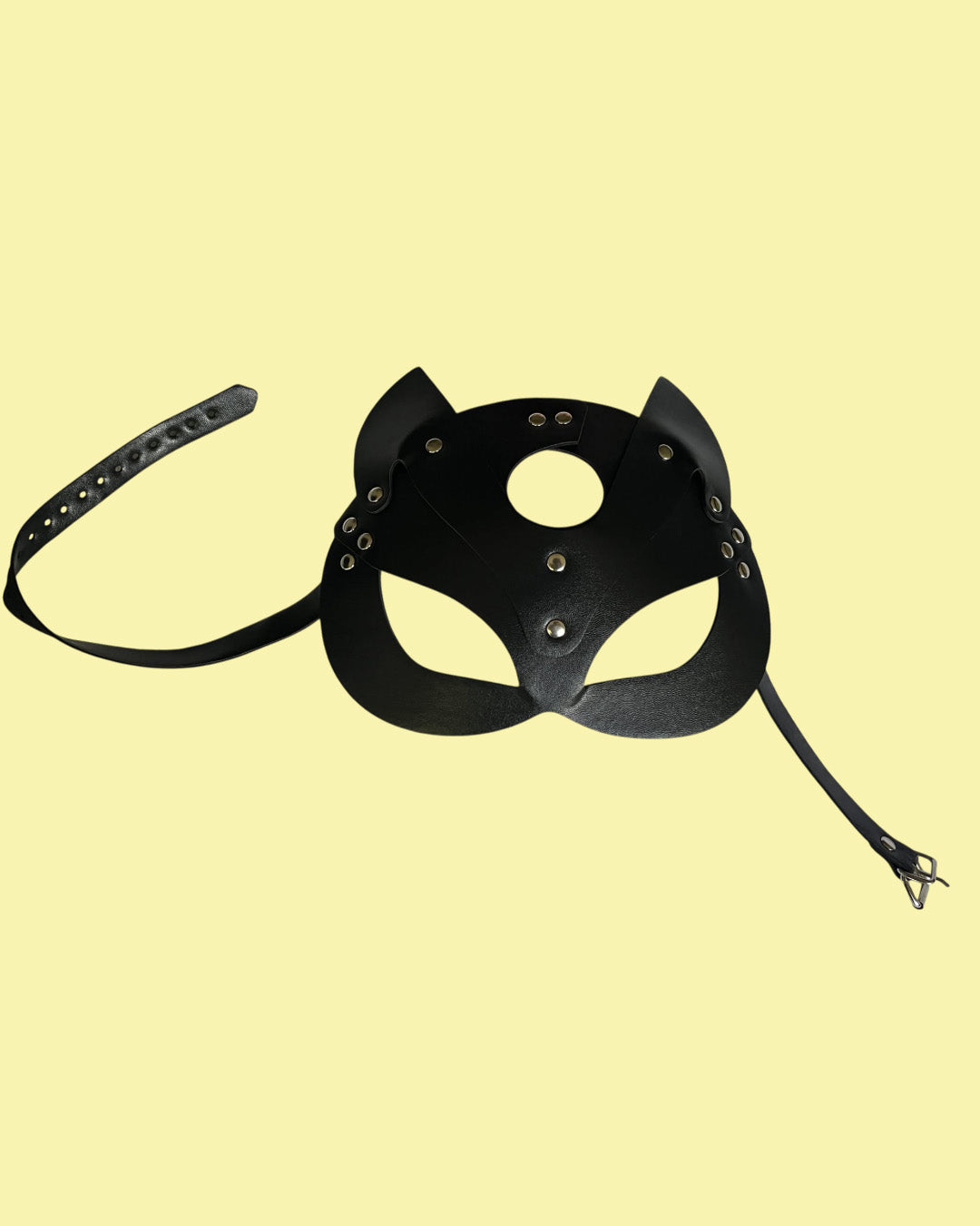 BDSM Mascara felina en cuero ajustable NEGRO
