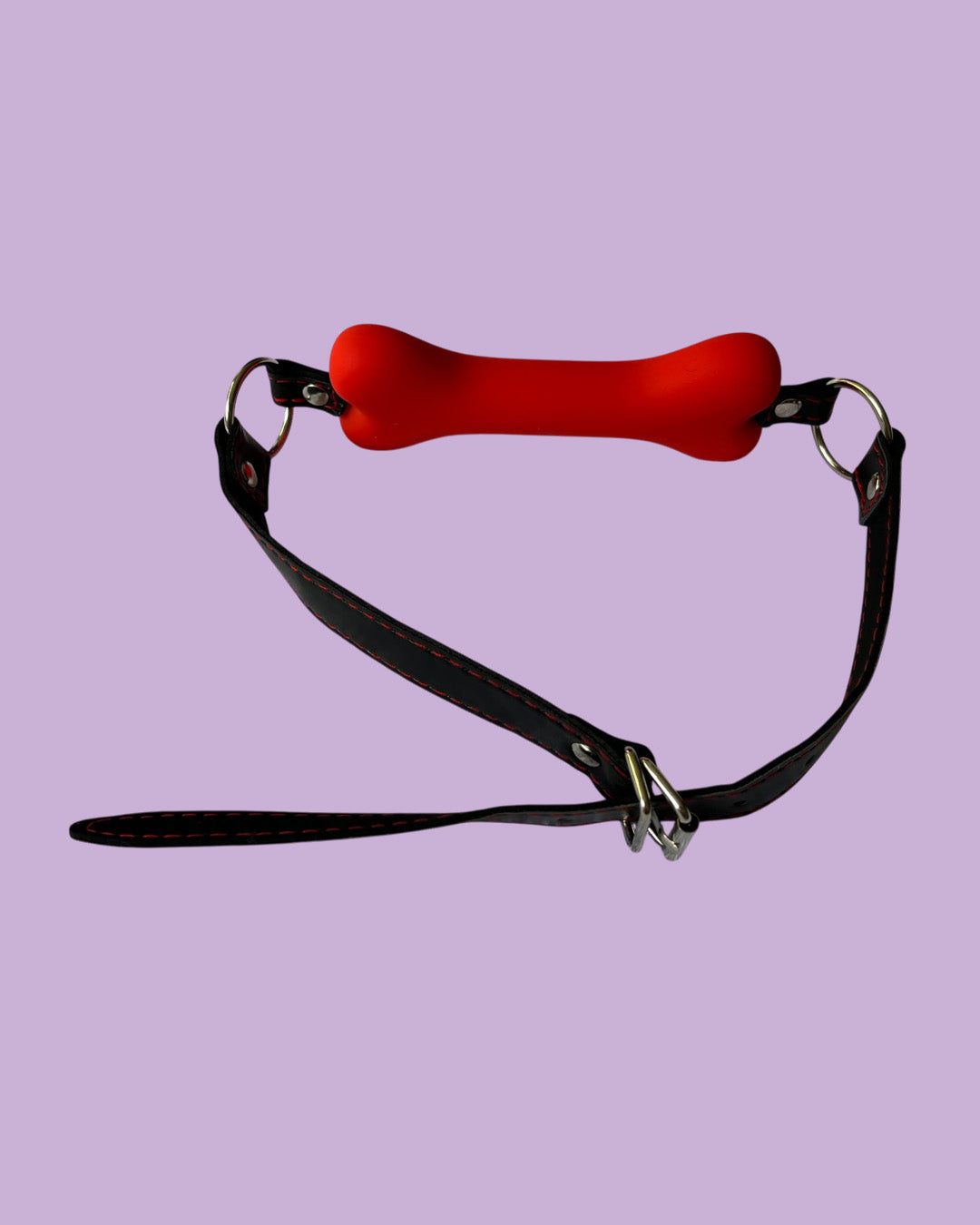 BDSM Mordaza de silicona con correa de cuero ajustable HUESO ROJO