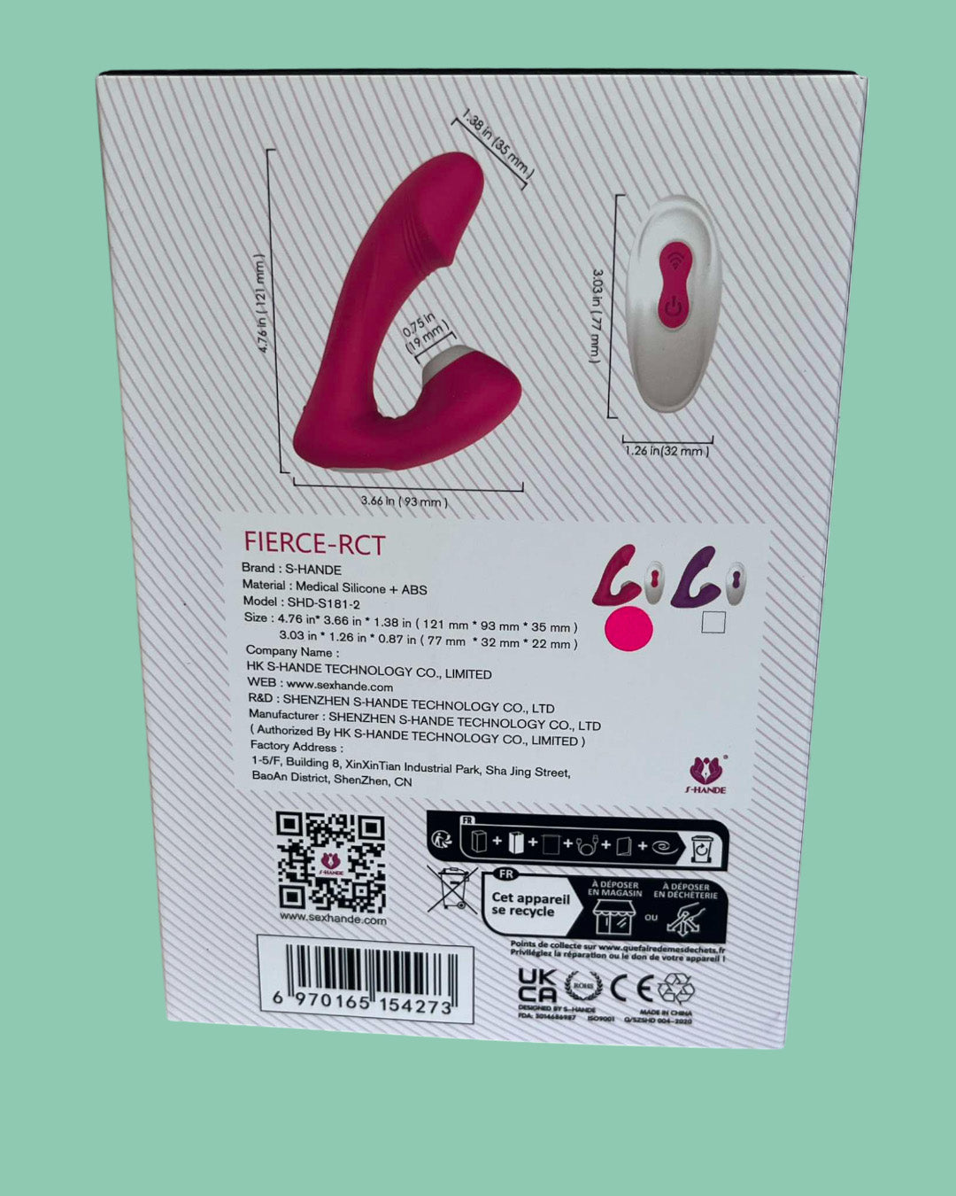 FIERCE RCT Vibrador de succion estimula clitoris pezones lamedor CONTROL REMOTO