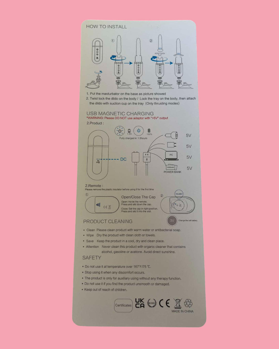 GATLIN RCT Vibrador de empuje con ventosa a CONTROL REMOTO