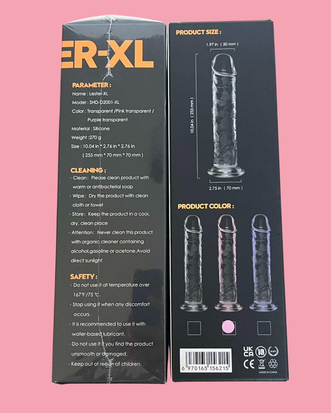 LESTER XL Dildo 25.5 cms rosado agua