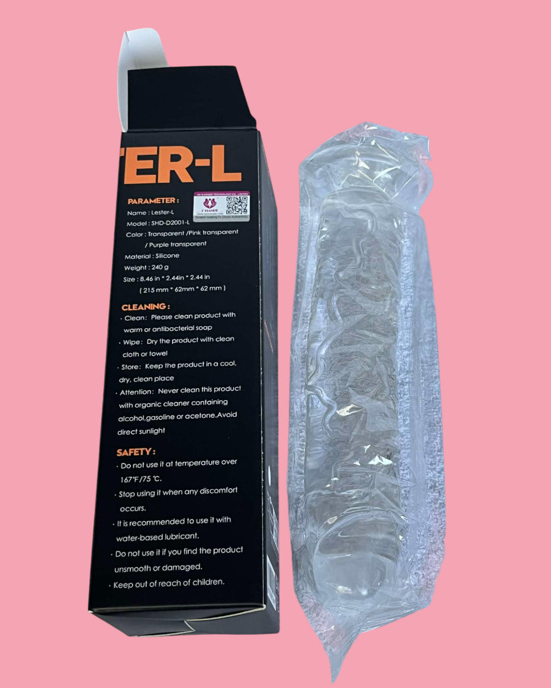 LESTER L Dildo 21.5 cms transparente