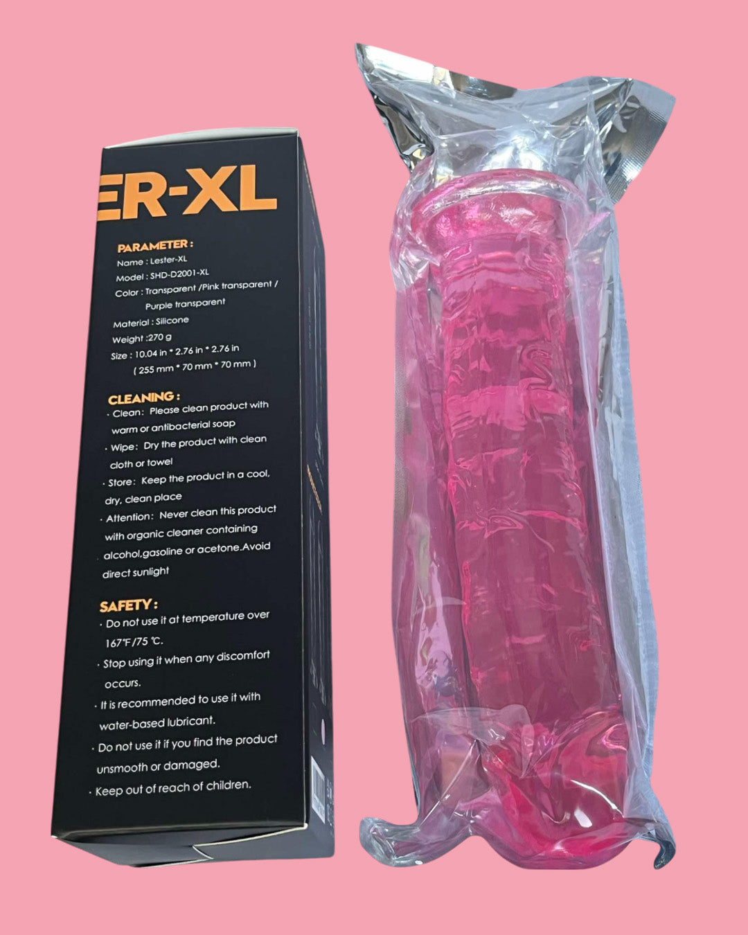 LESTER XL Dildo 25.5 cms rosado agua