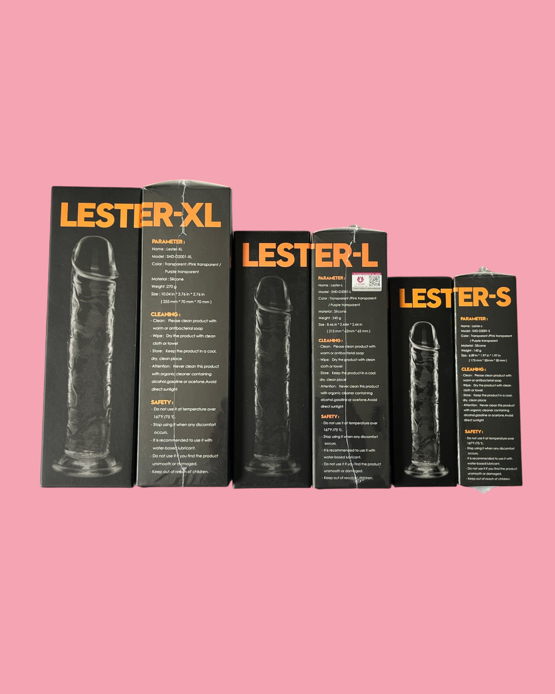LESTER XL Dildo 25.5 cms rosado agua