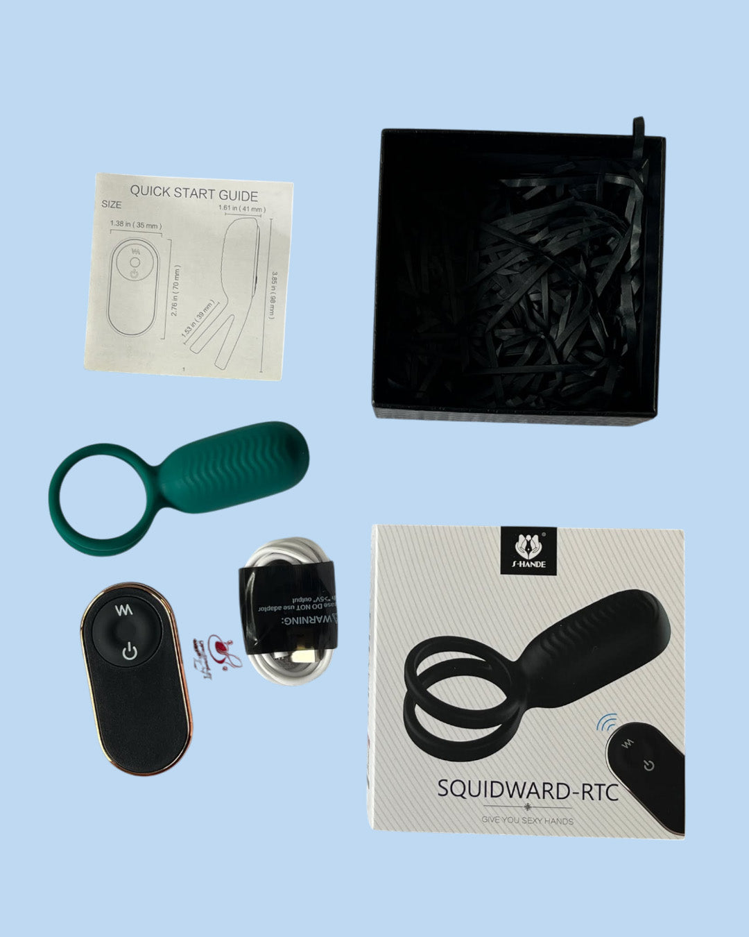 SQUIDWARD RCT Anillo doble para pene con vibrador para estimular el clitoris a control remoto